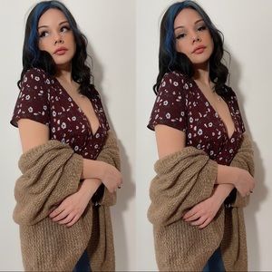 floral top and cardigan set